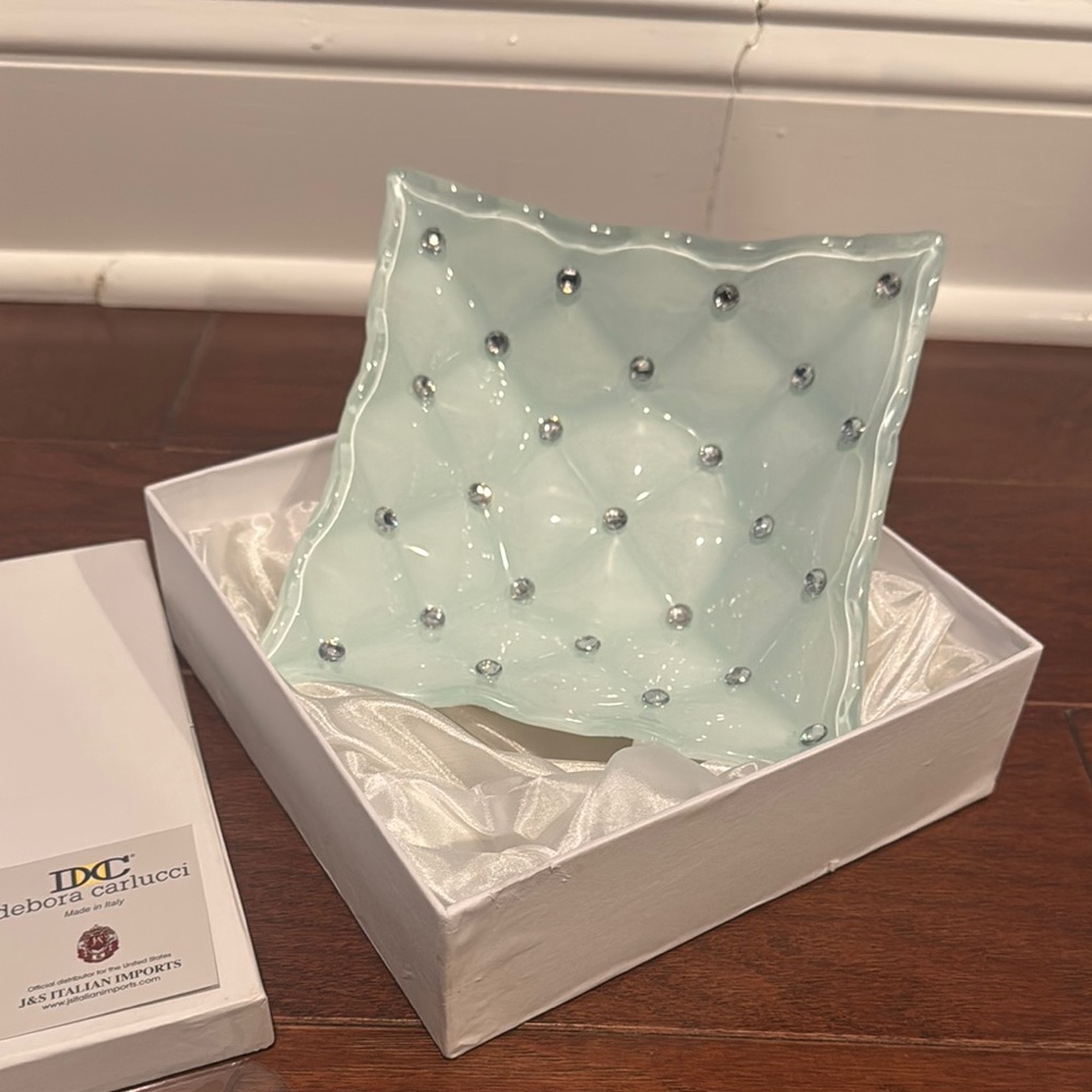 Debora carlucci Green blue Decorative Dish made with Swarovski elements NIB